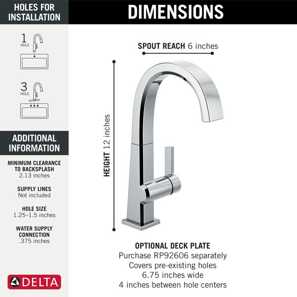DELTA FAUCET Pivotal Single-Handle Bar-Prep Kitchen Sink Faucet Polished Nickel 1993LF-PN